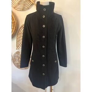 Kuhl Savina Sweater Jacket Black Alpaca Fleece Long Button Coat Cabincore XS